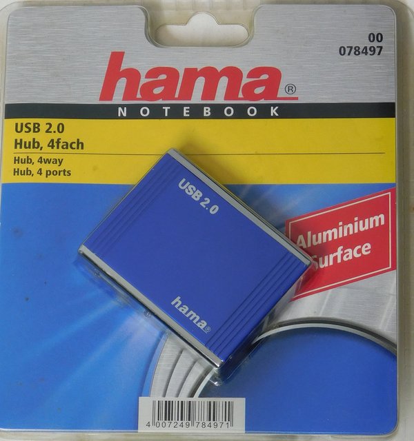 Notebook USB 2,0 Hub 4-fach hama
