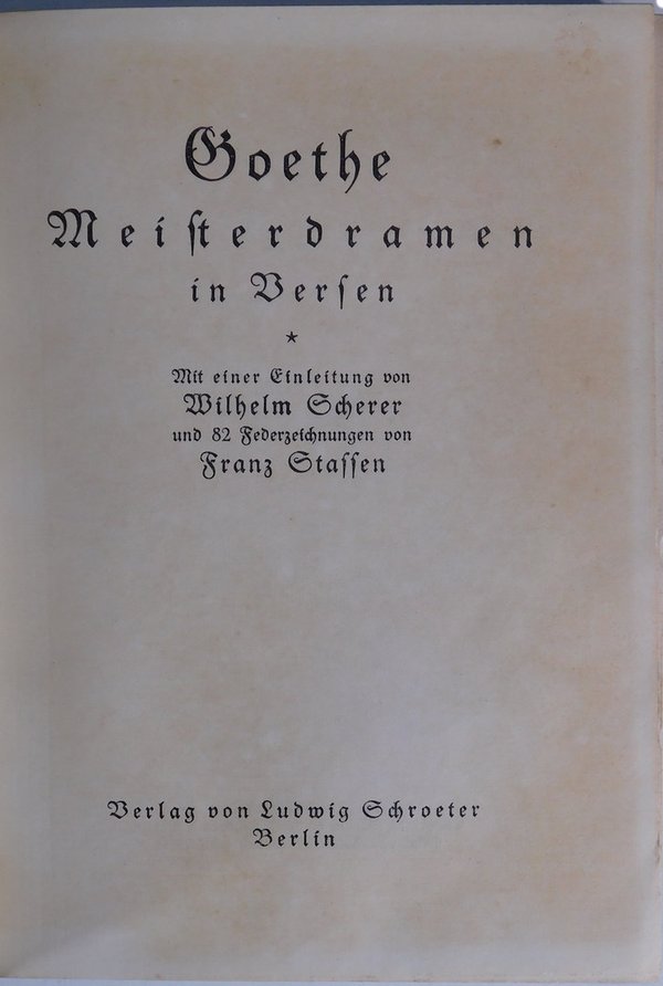 Goethe  Meisterdramen in Versen