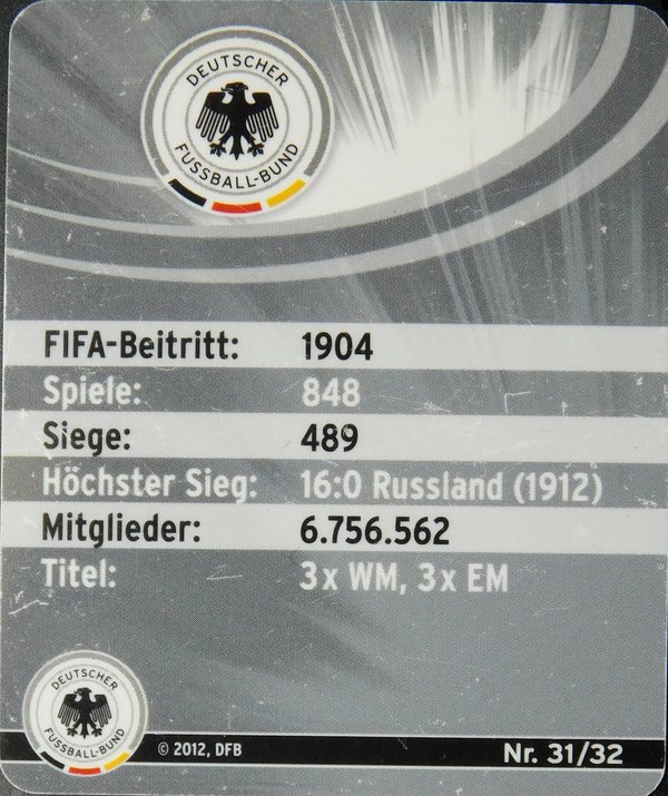 Sammelkarte Einzel Fußball DFB 2012