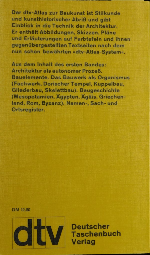 dtv-Atlas zur Baukunst, Band 1 - Allgemeiner Teil, Baugeschichte von Mesopotamien bis Byzanz
